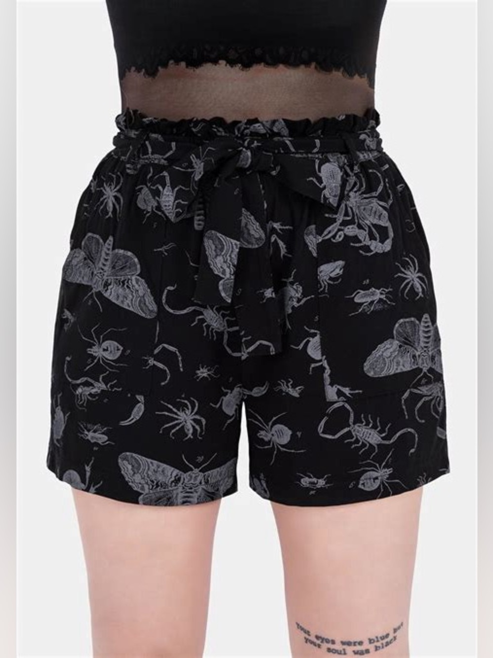 Disturbia | Parasite Bugs Tie Waist Paperbag Shorts - Picture 2 of 4